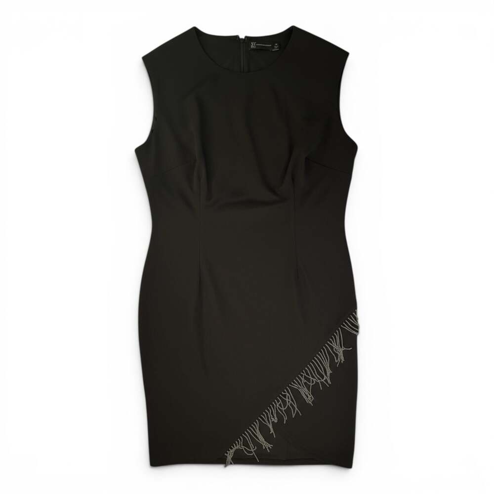 New York & Company Black Sleeveless Chain Fringe Hem Sheath Dress Size 3X
